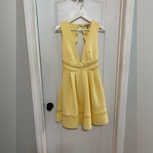 ASOS V-neck yellow mini dress w/ open back Sz 6
